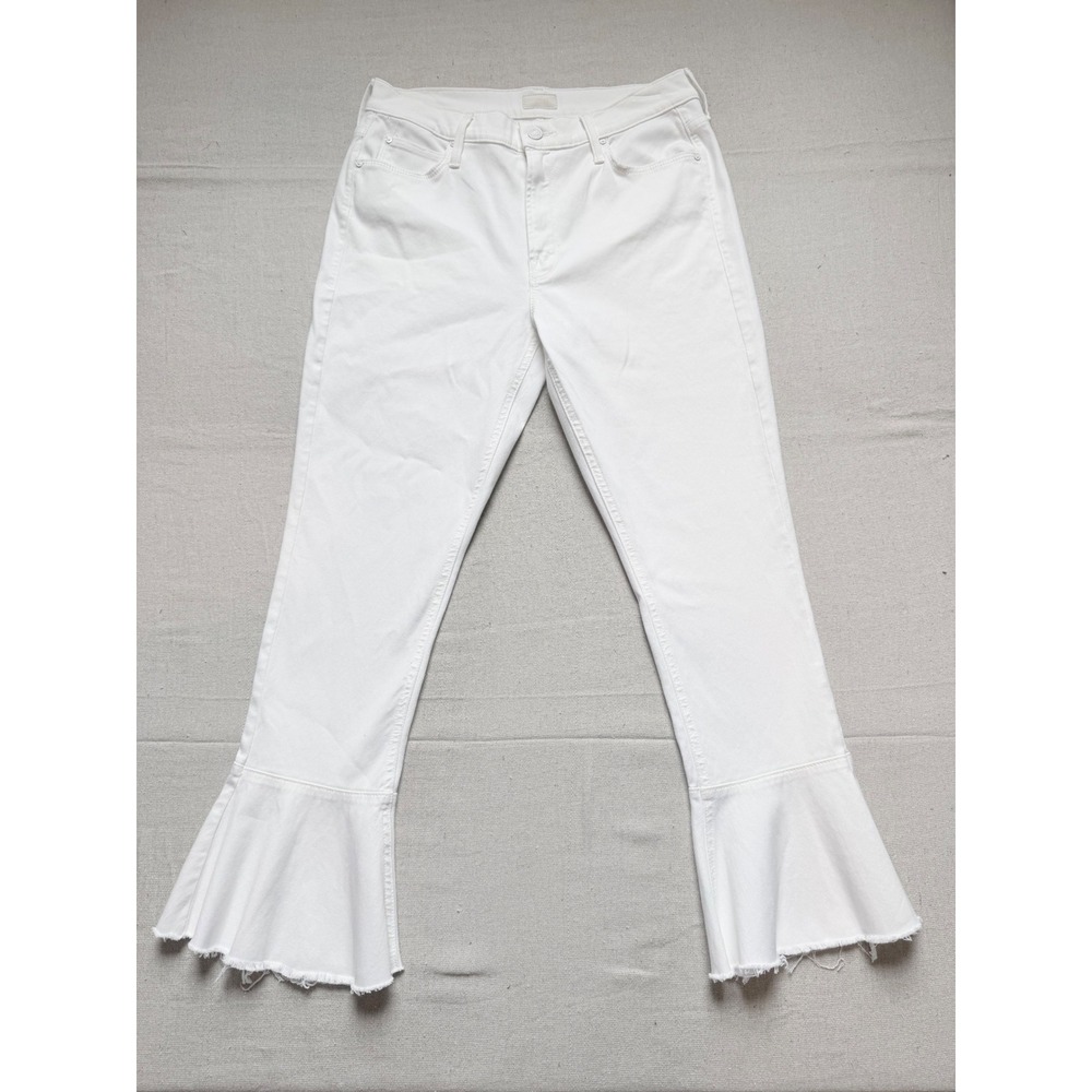 Mother The Cha Cha Fray Jeans Glass Slipper White Ruffle Hem 1113-308 Size 30
